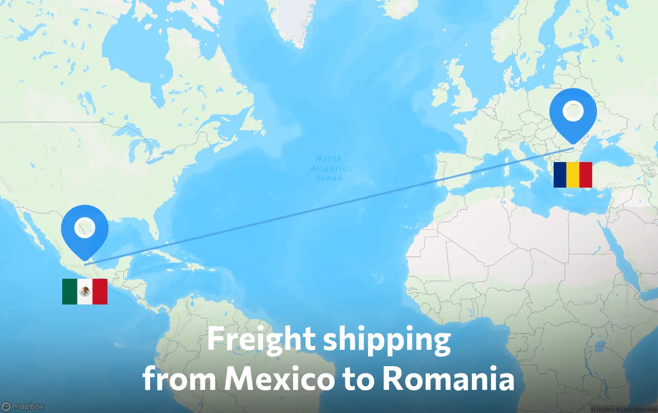 Shipping route from Mexico to Romania
