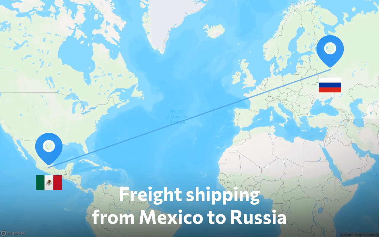 Shipping route from Mexico to Russia