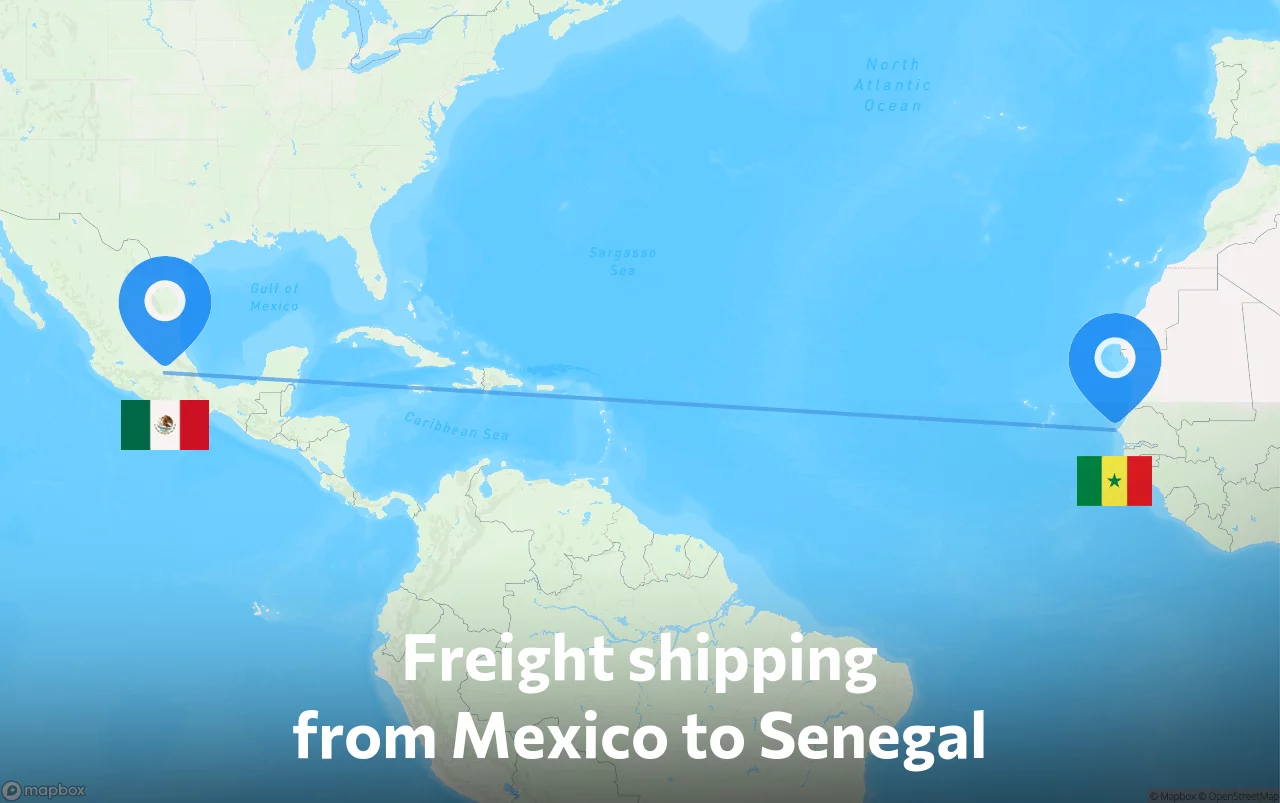 Shipping route from Mexico to Senegal
