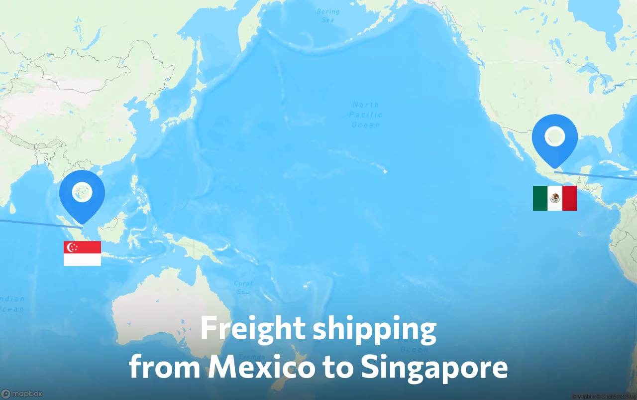 Shipping route from Mexico to Singapore