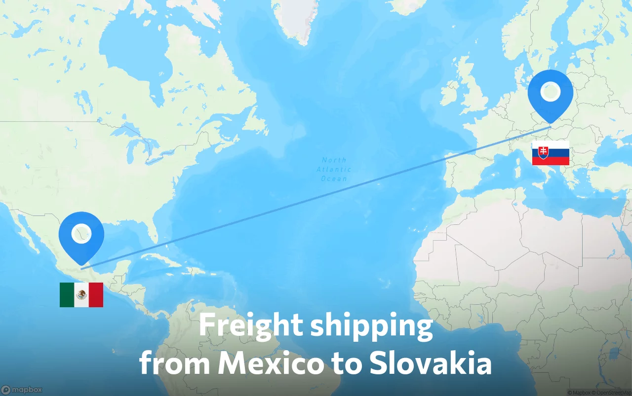 Shipping route from Mexico to Slovakia