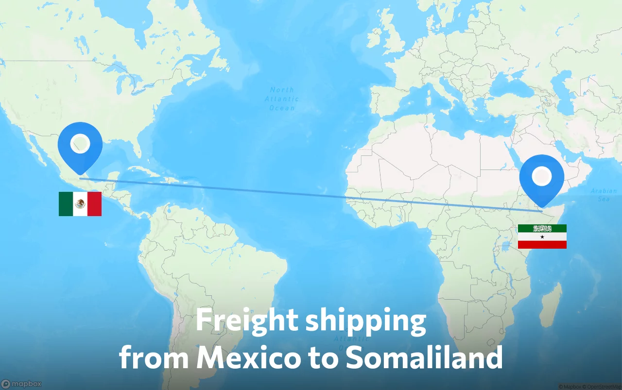 Shipping route from Mexico to Somaliland