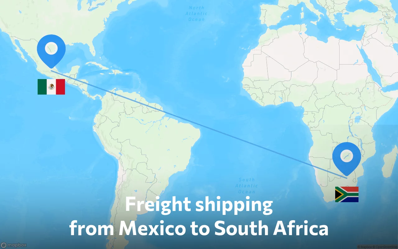 Shipping route from Mexico to South Africa
