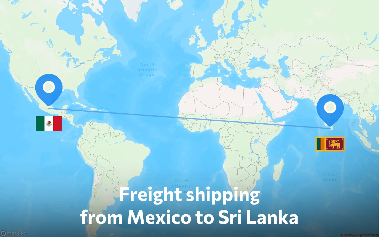 Shipping route from Mexico to Sri Lanka