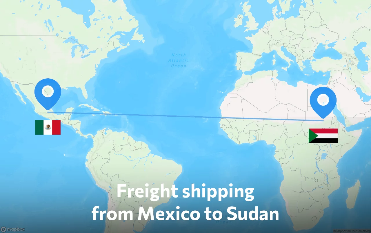 Shipping route from Mexico to Sudan