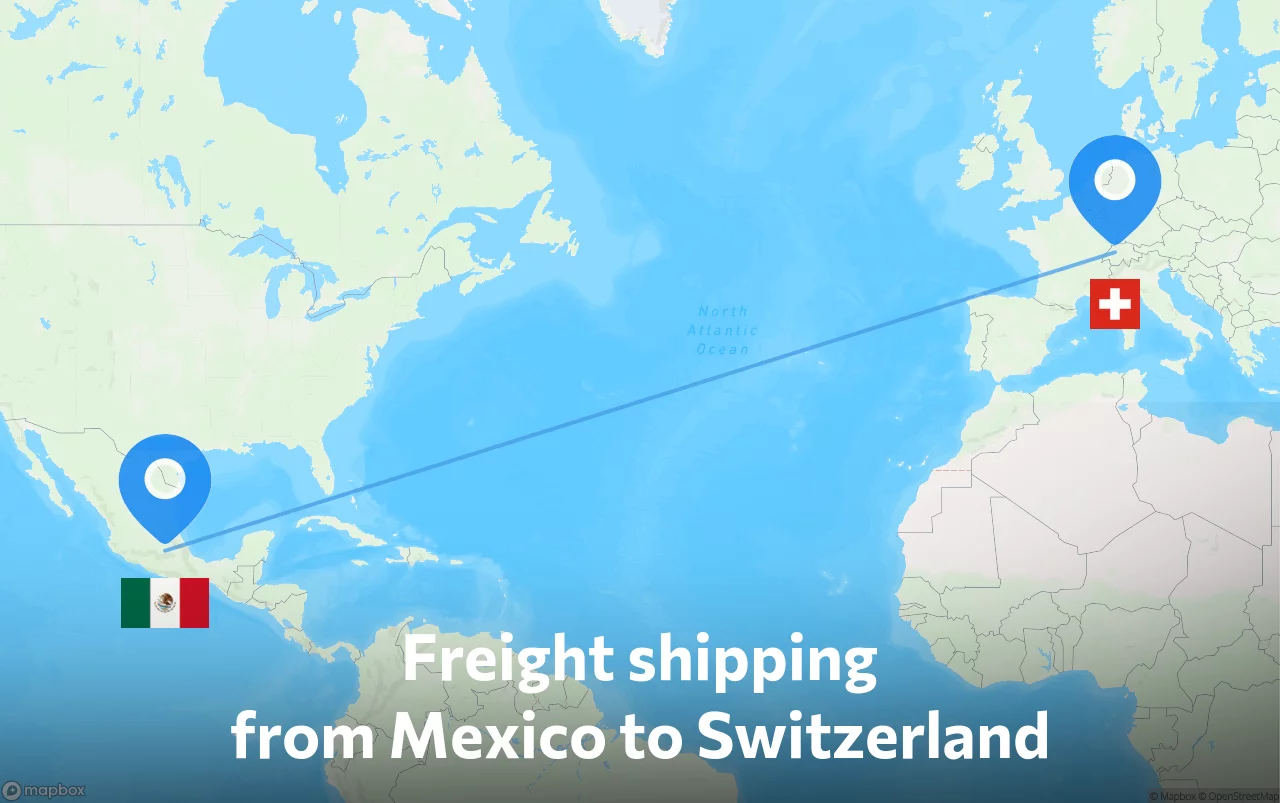 Shipping route from Mexico to Switzerland