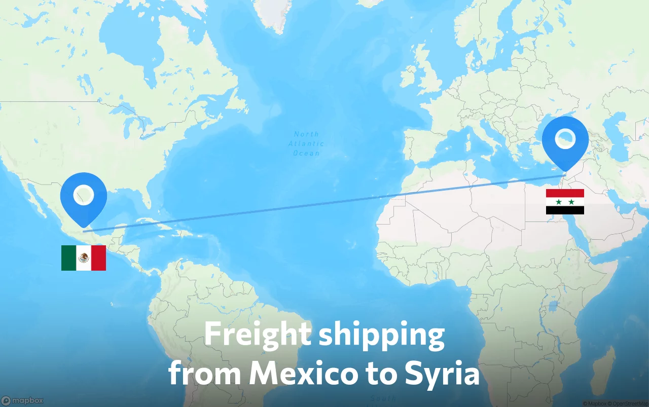Shipping route from Mexico to Syria