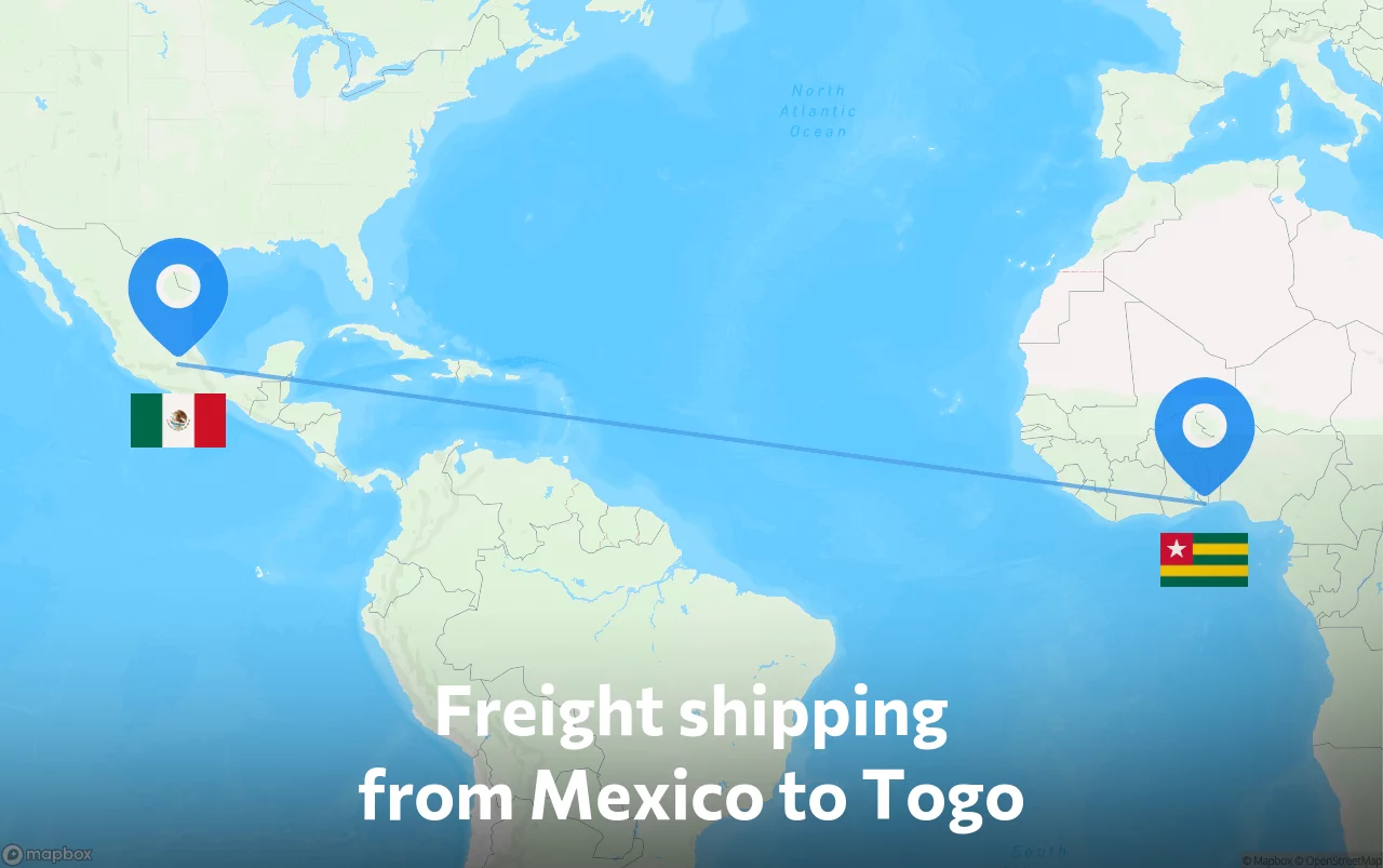 Shipping route from Mexico to Togo
