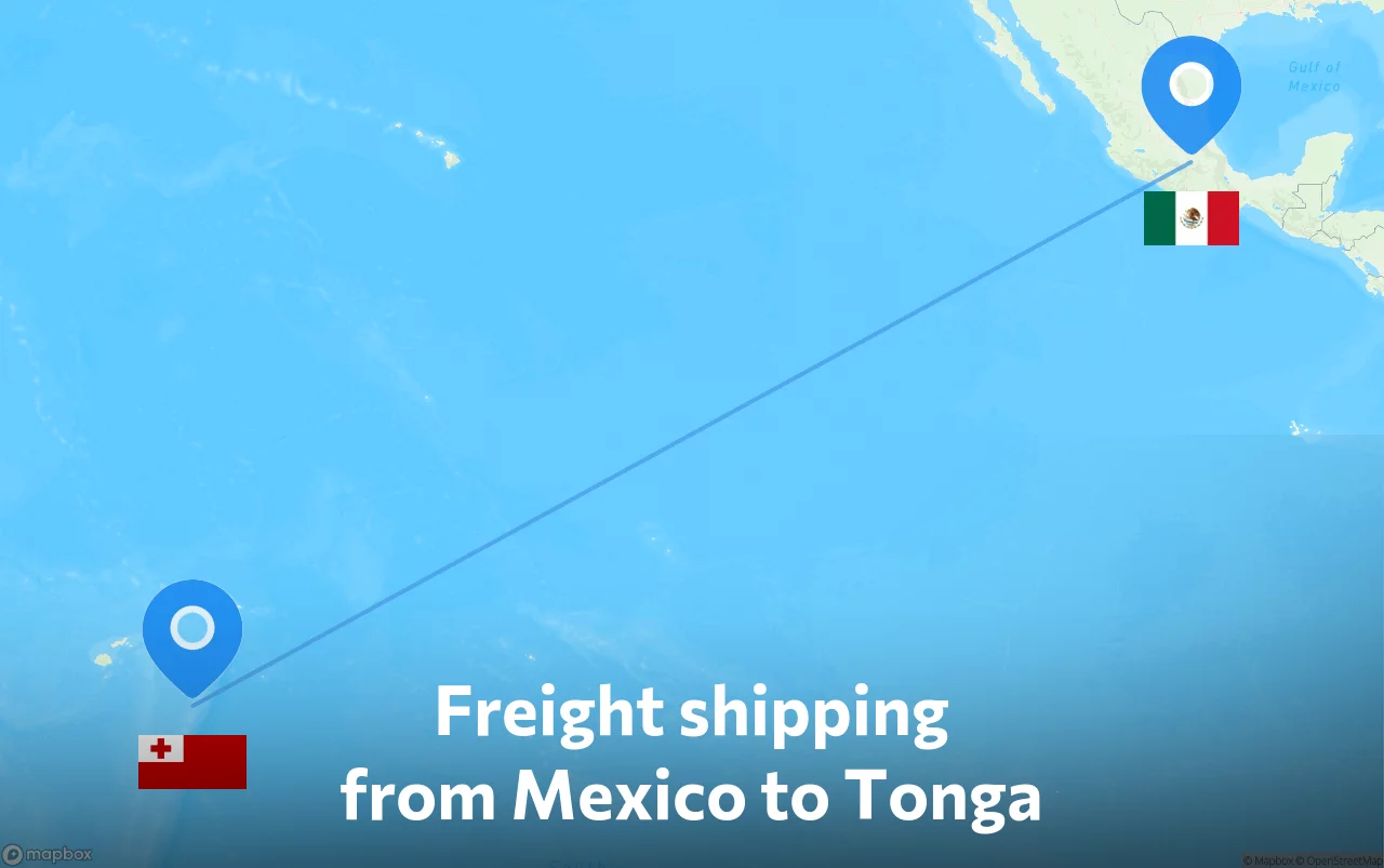 Shipping route from Mexico to Tonga