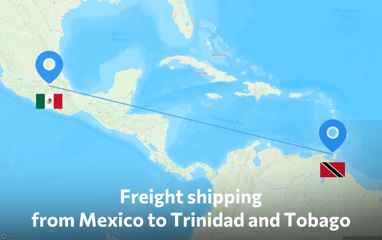 Shipping route from Mexico to Trinidad and Tobago