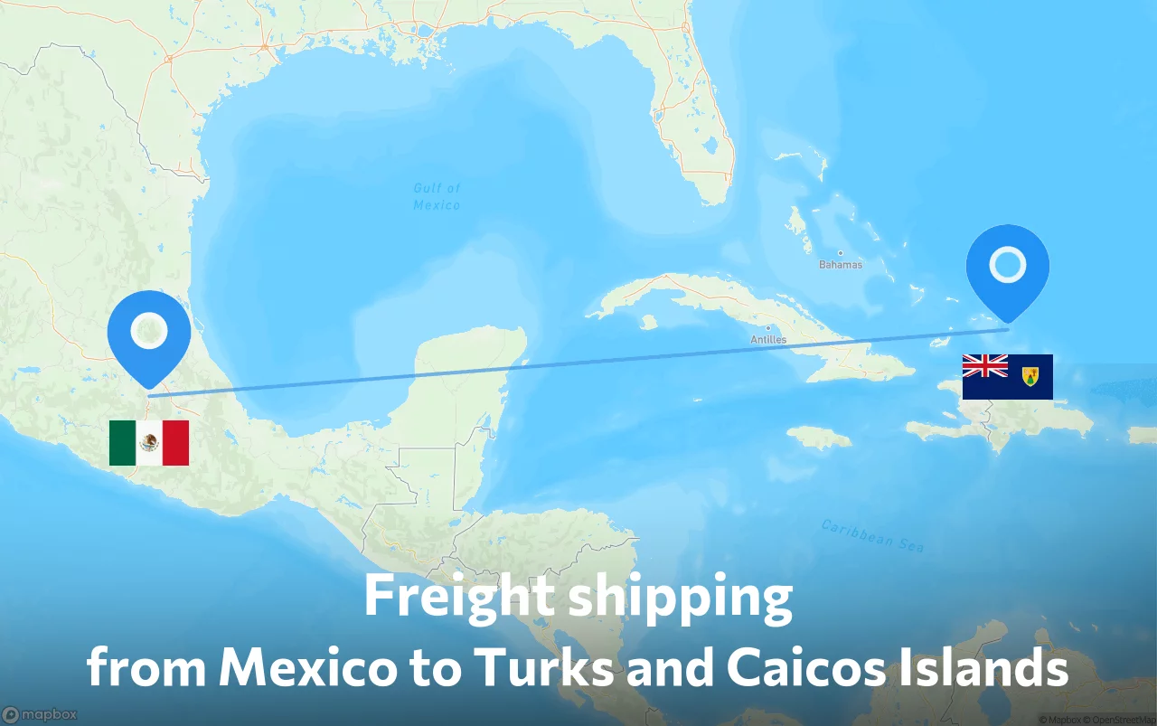 Shipping route from Mexico to Turks and Caicos Islands
