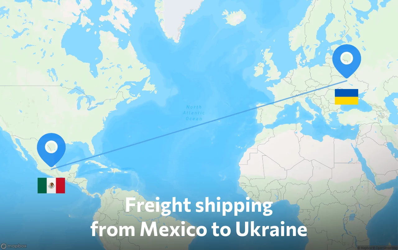 Shipping route from Mexico to Ukraine