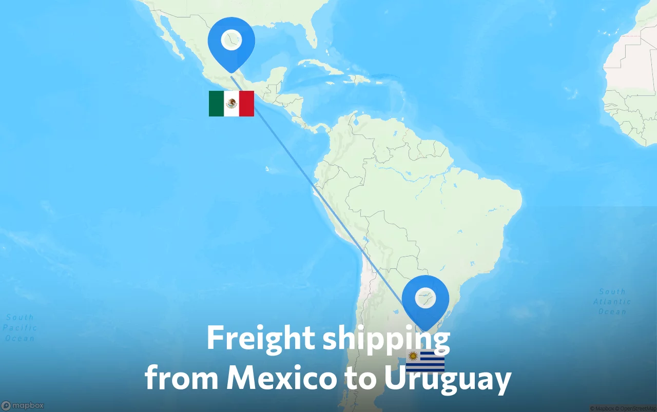Shipping route from Mexico to Uruguay