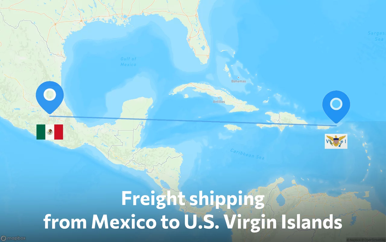 Shipping route from Mexico to U.S. Virgin Islands