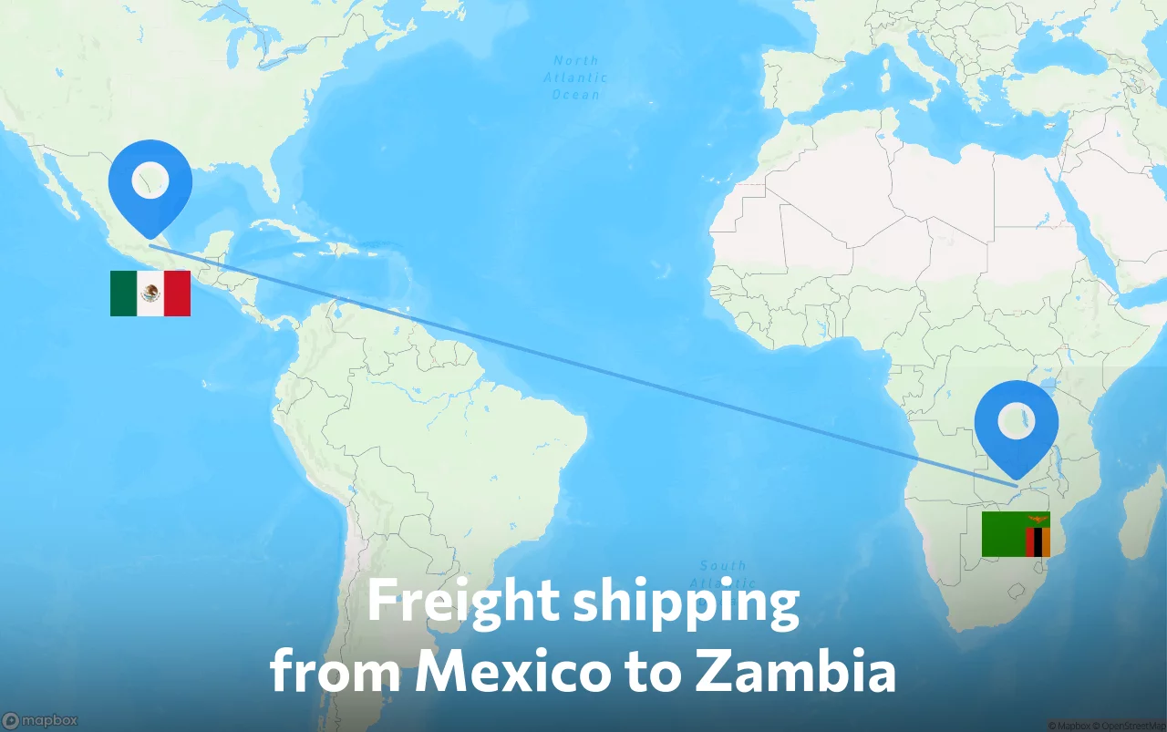 Shipping route from Mexico to Zambia