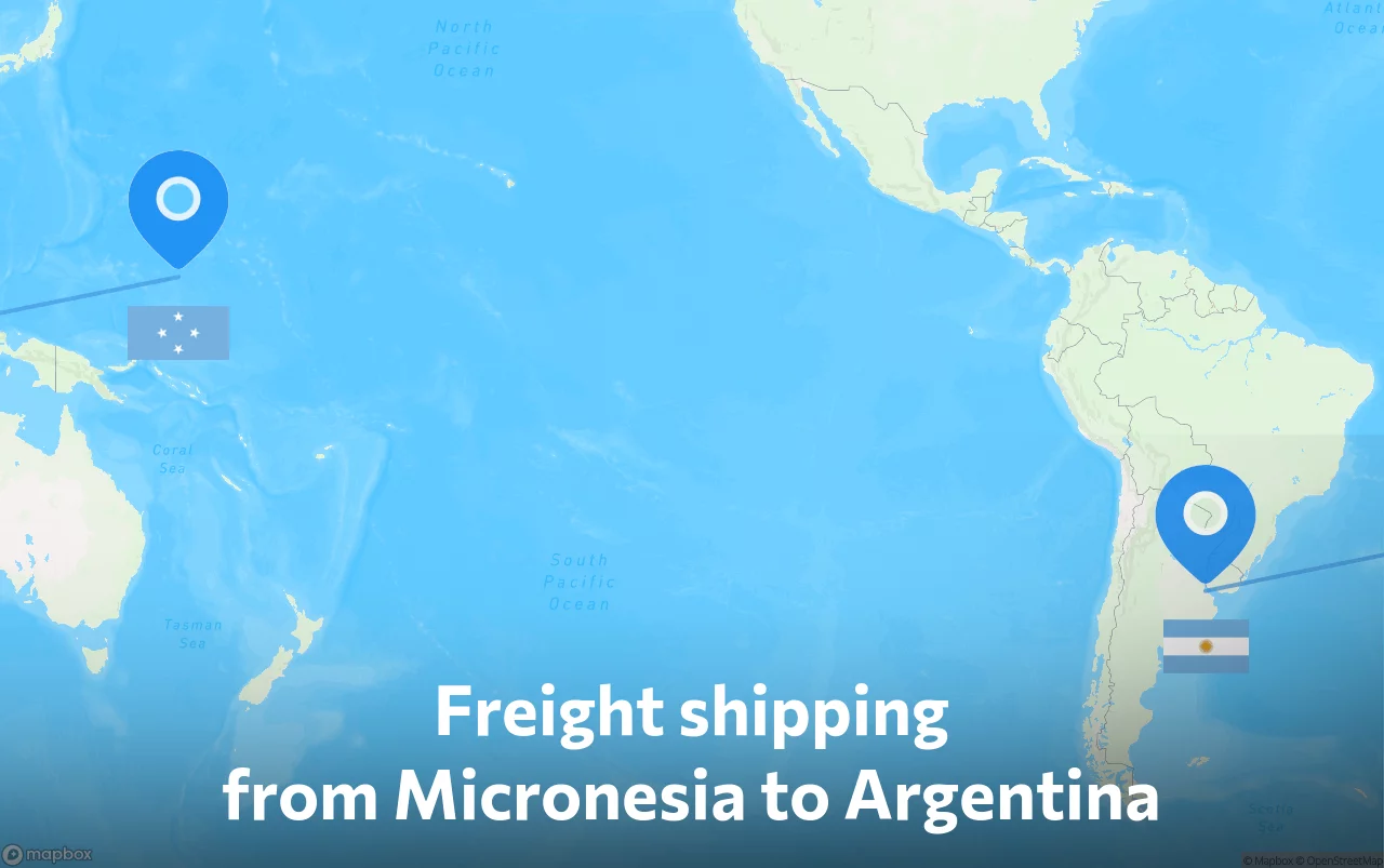 Shipping route from Micronesia to Argentina
