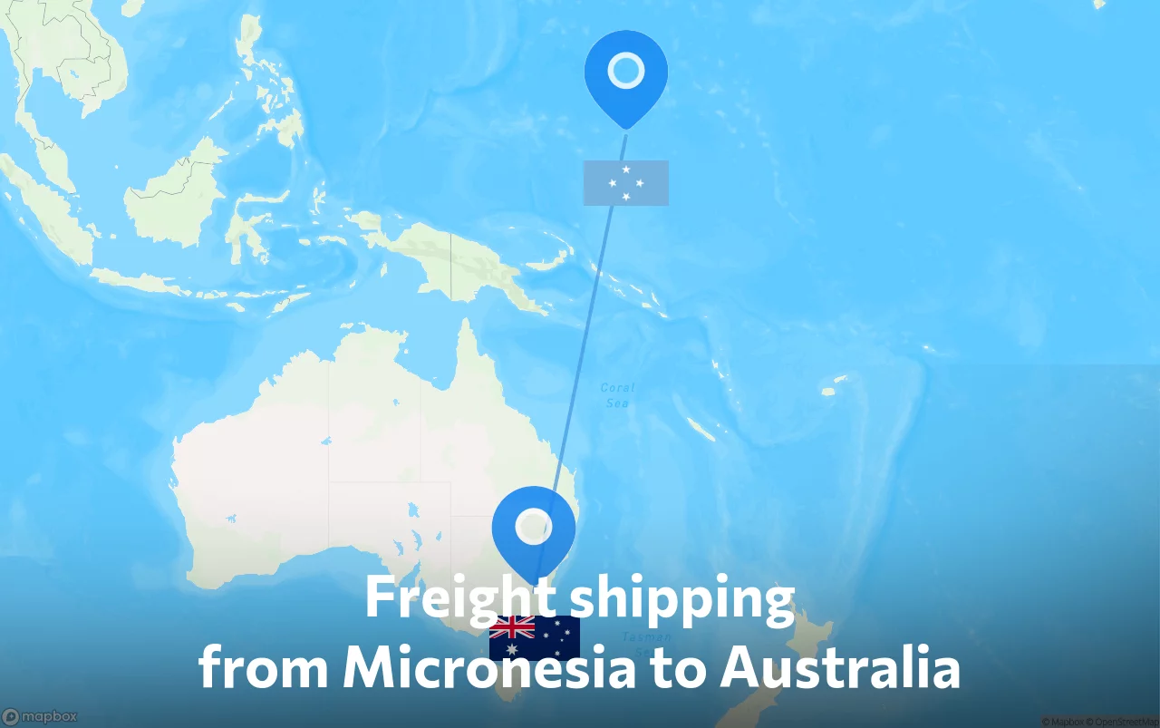 Shipping route from Micronesia to Australia