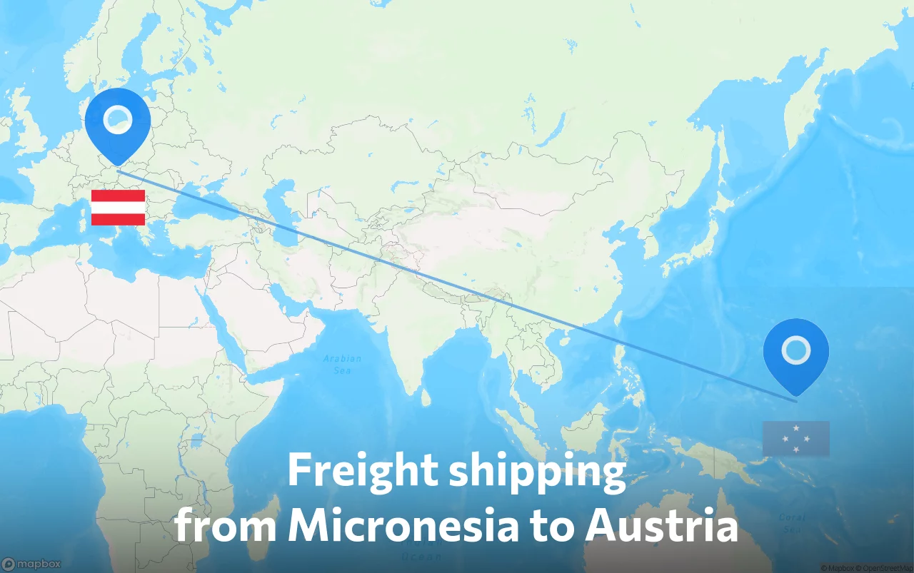 Shipping route from Micronesia to Austria