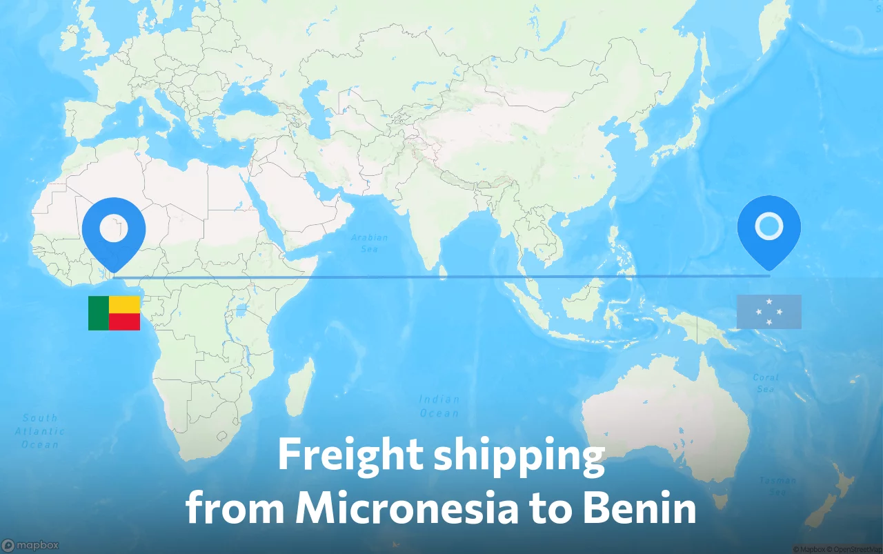 Shipping route from Micronesia to Benin