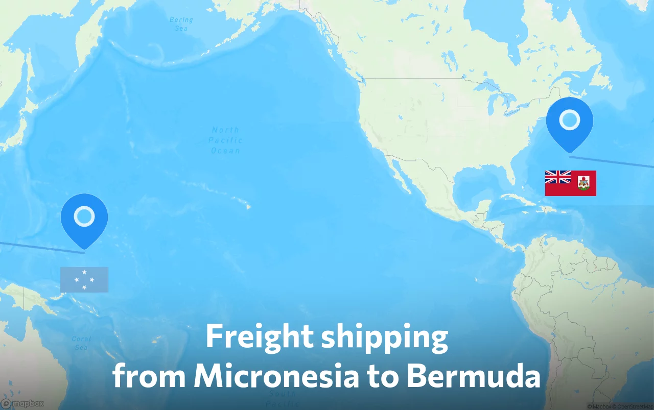 Shipping route from Micronesia to Bermuda