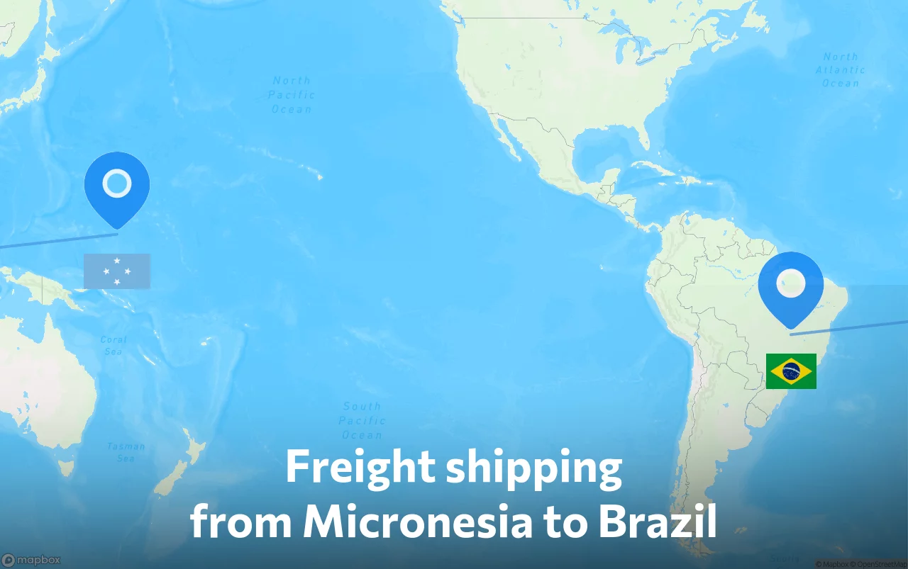 Shipping route from Micronesia to Brazil