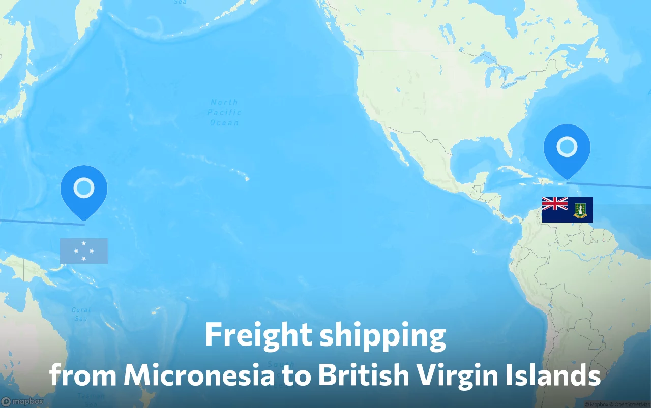 Shipping route from Micronesia to British Virgin Islands