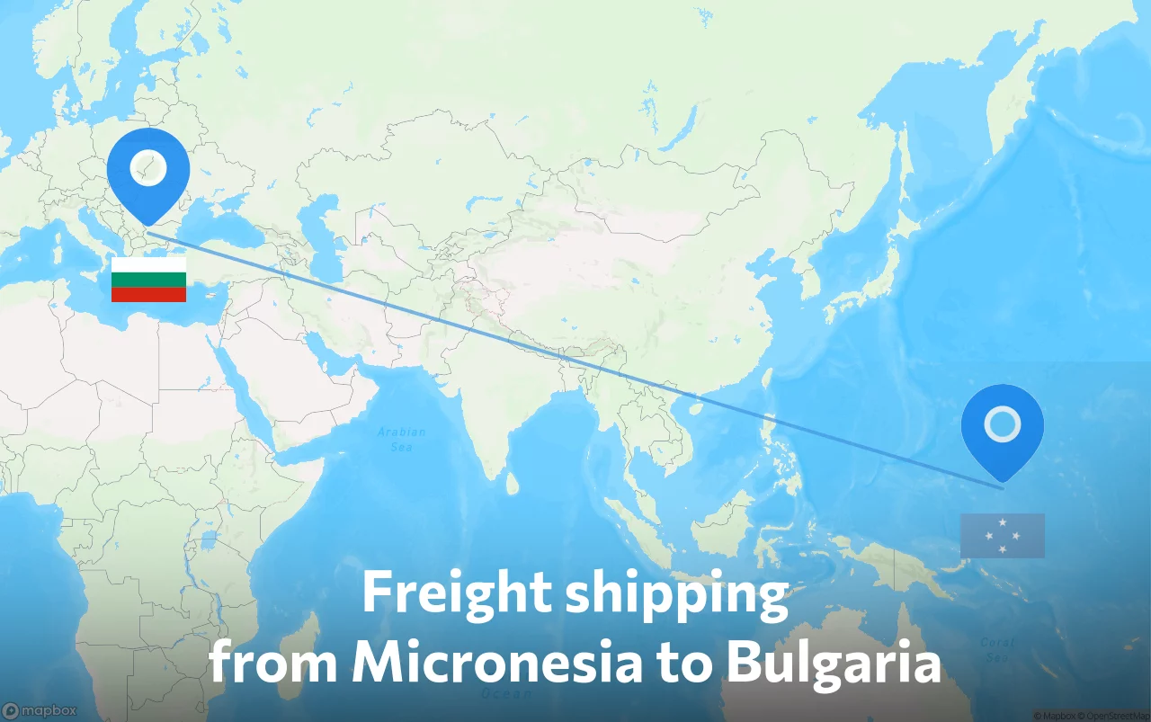 Shipping route from Micronesia to Bulgaria