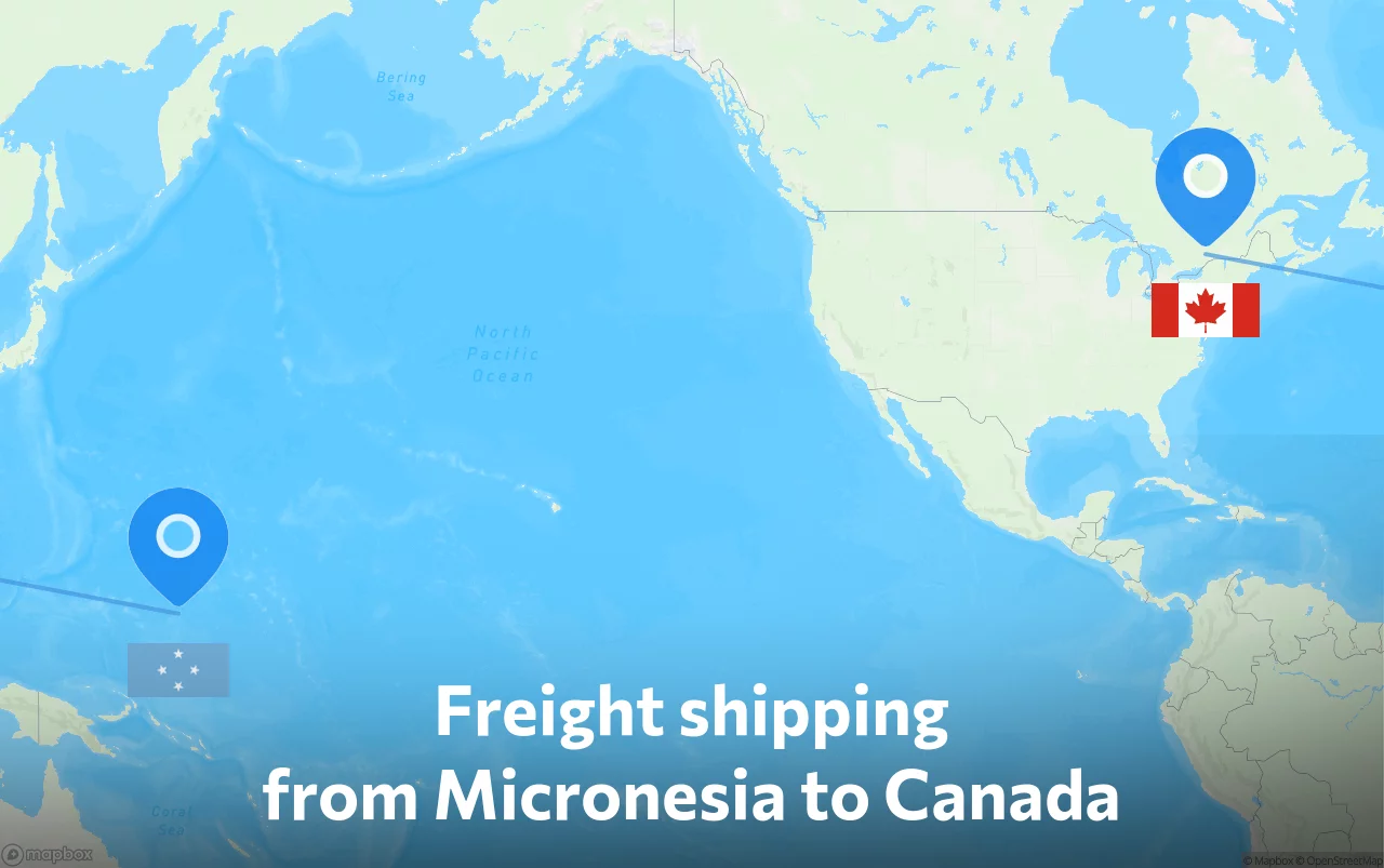 Shipping route from Micronesia to Canada