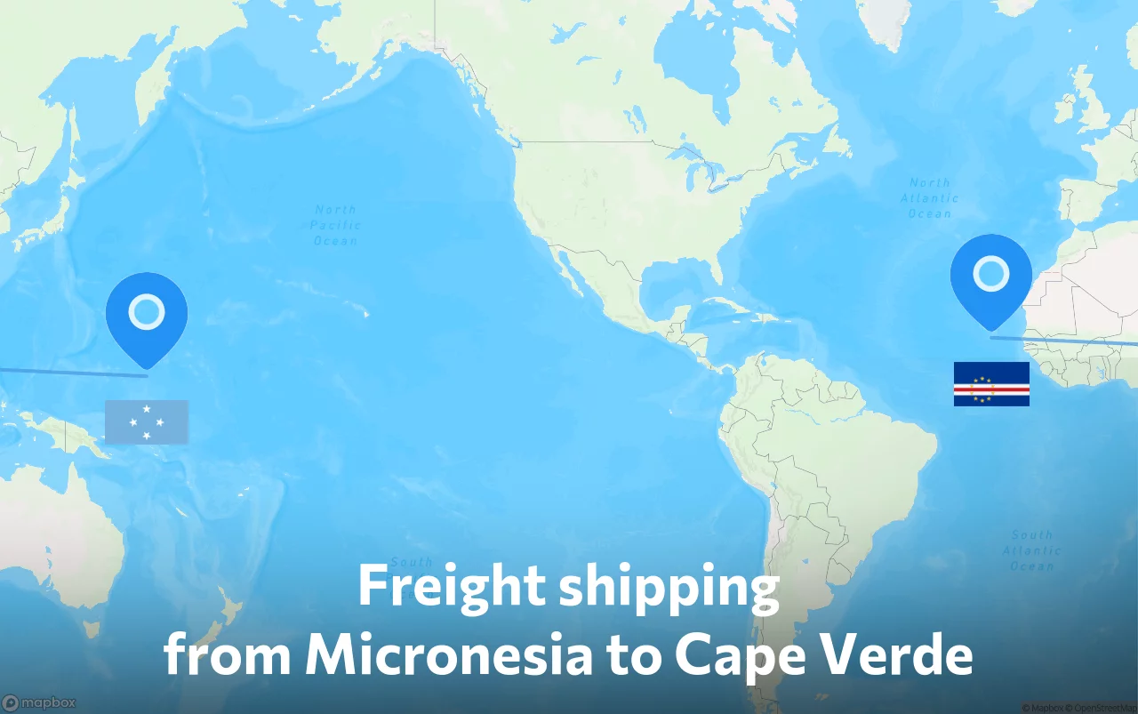 Shipping route from Micronesia to Cape Verde