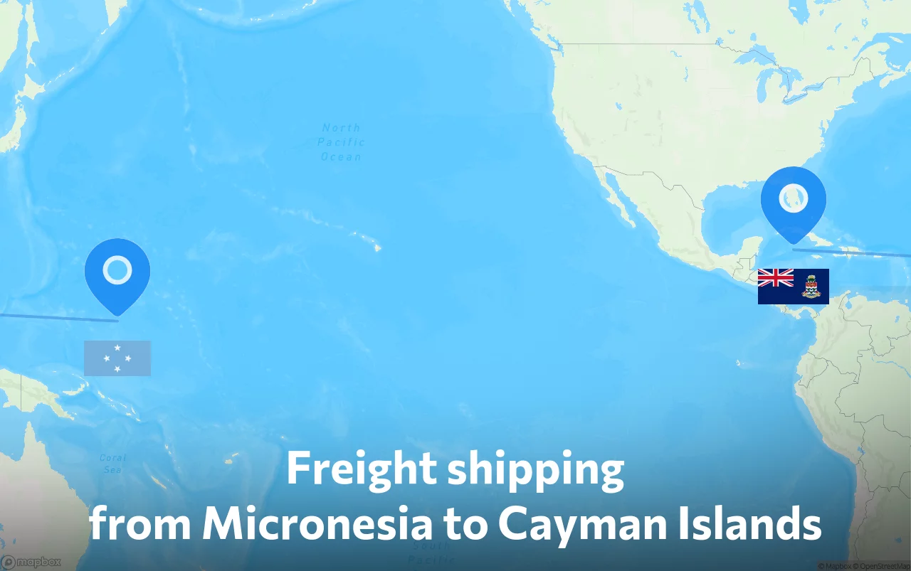 Shipping route from Micronesia to Cayman Islands