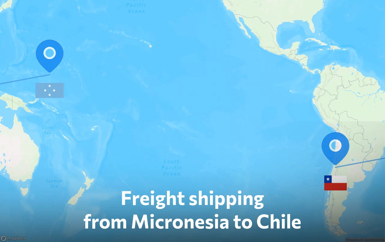 Shipping route from Micronesia to Chile