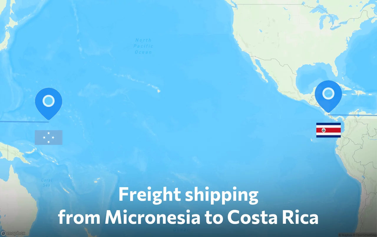 Shipping route from Micronesia to Costa Rica