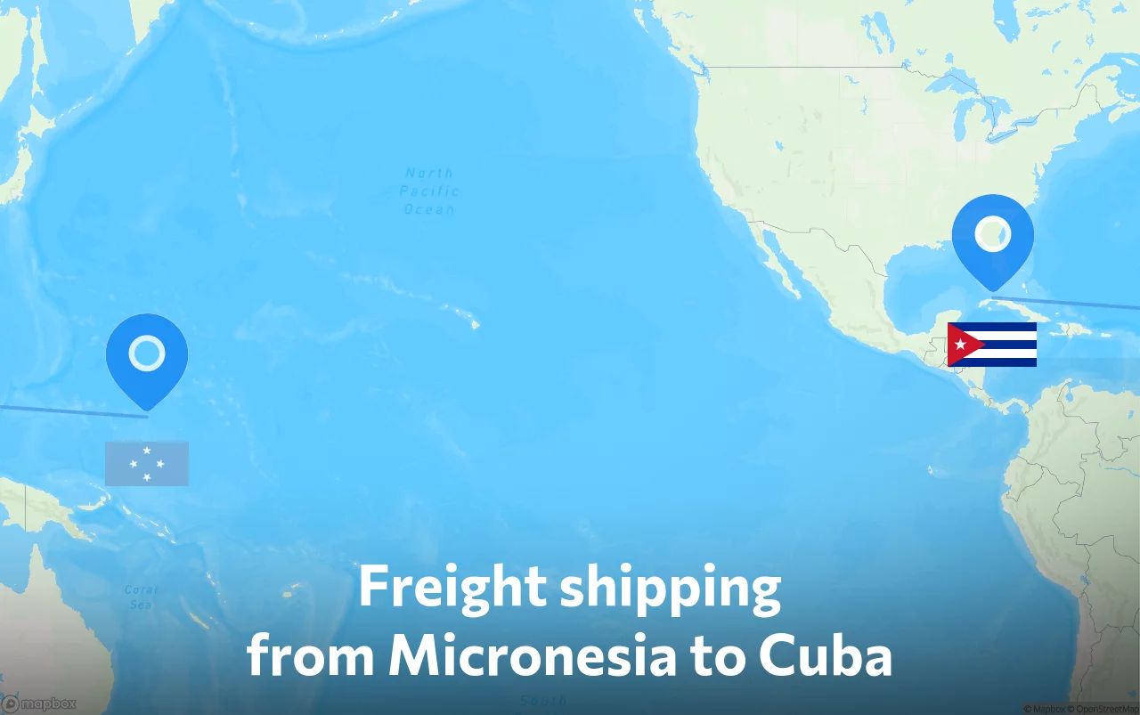 Shipping route from Micronesia to Cuba