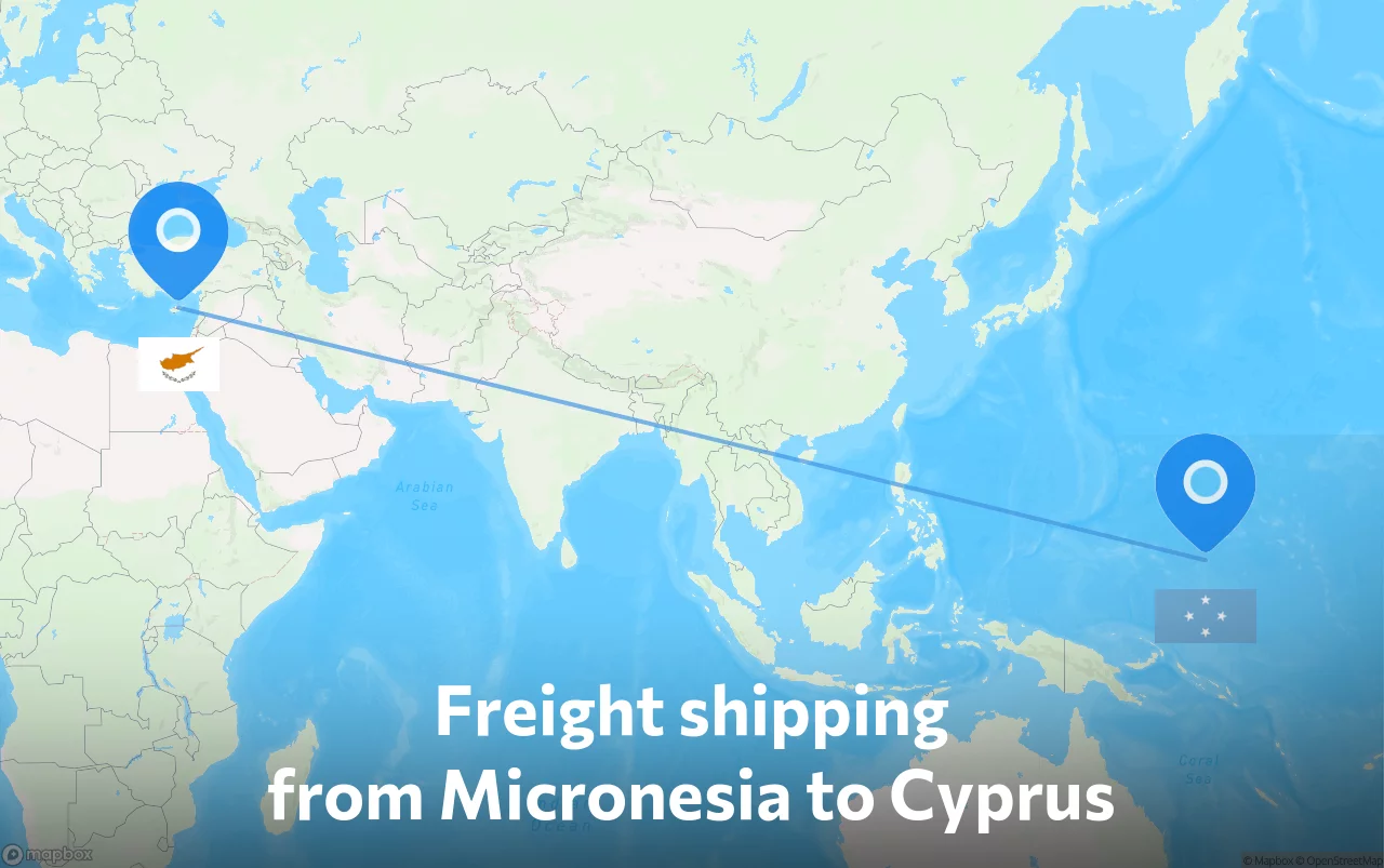 Shipping route from Micronesia to Cyprus