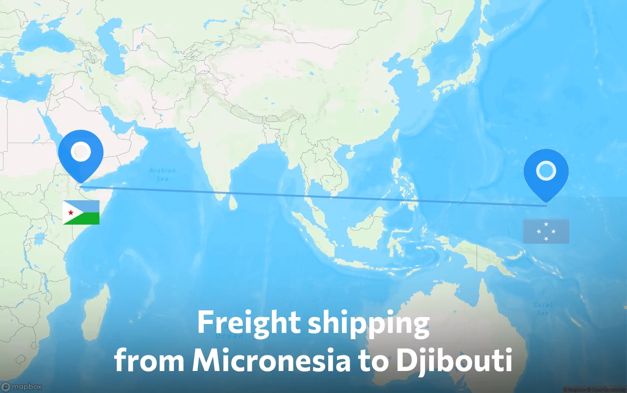 Shipping route from Micronesia to Djibouti