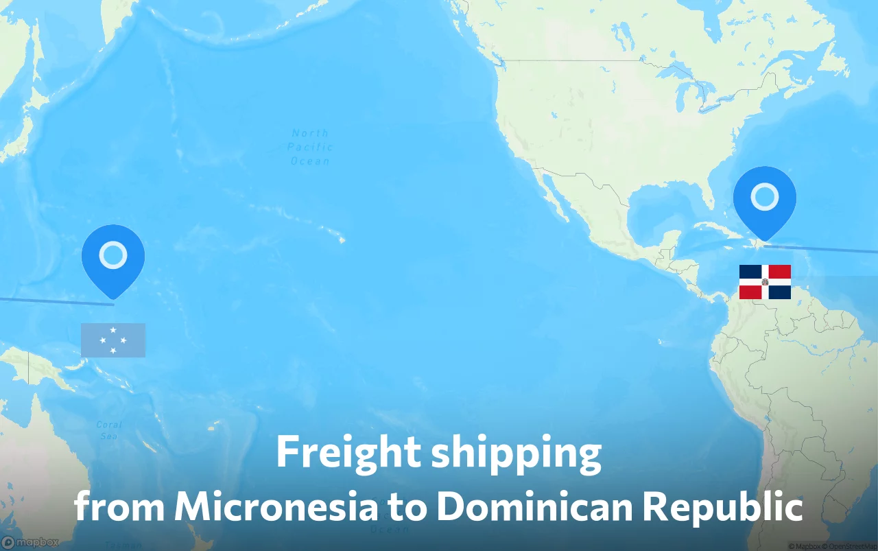 Shipping route from Micronesia to Dominican Republic