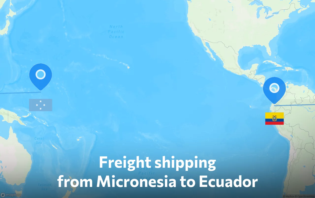 Shipping route from Micronesia to Ecuador