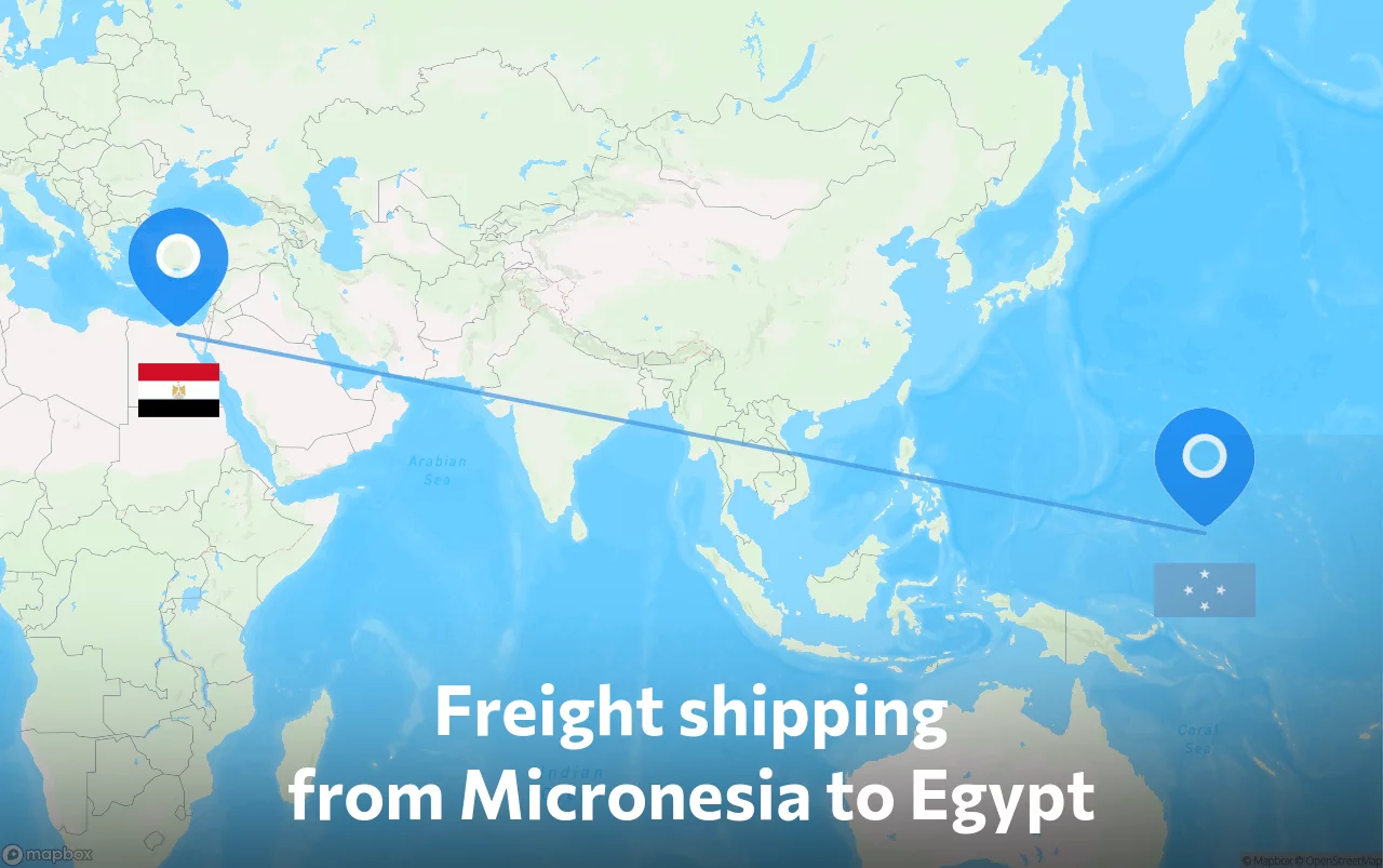Shipping route from Micronesia to Egypt