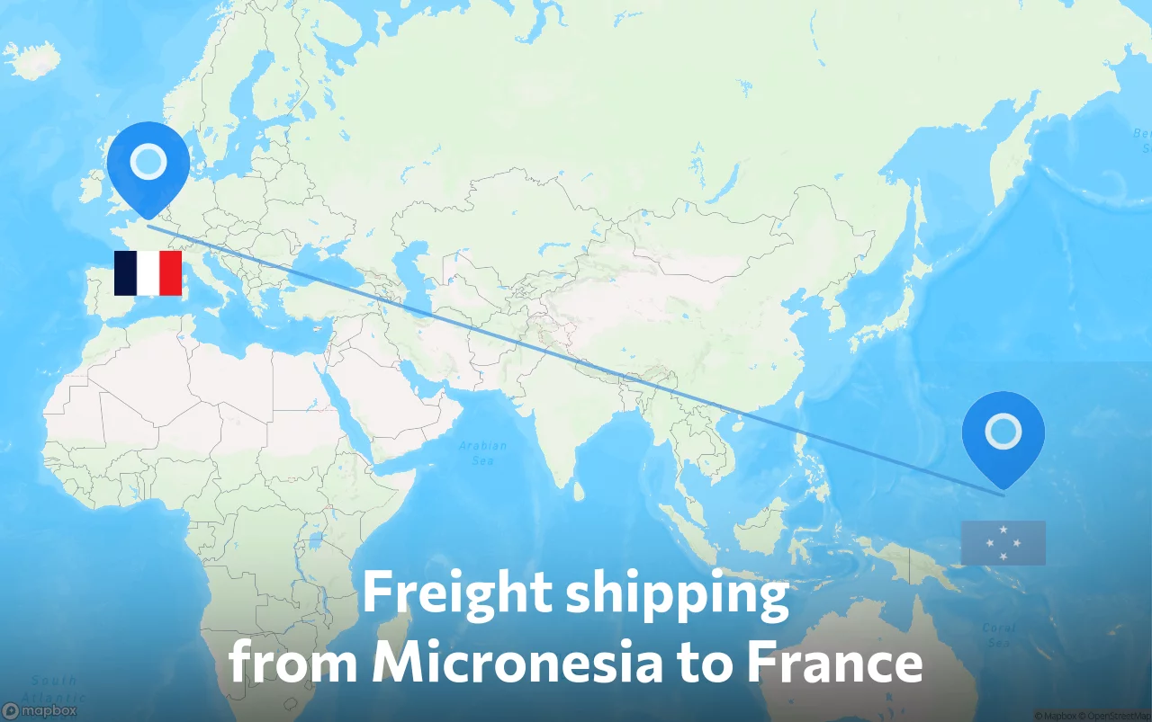 Shipping route from Micronesia to France
