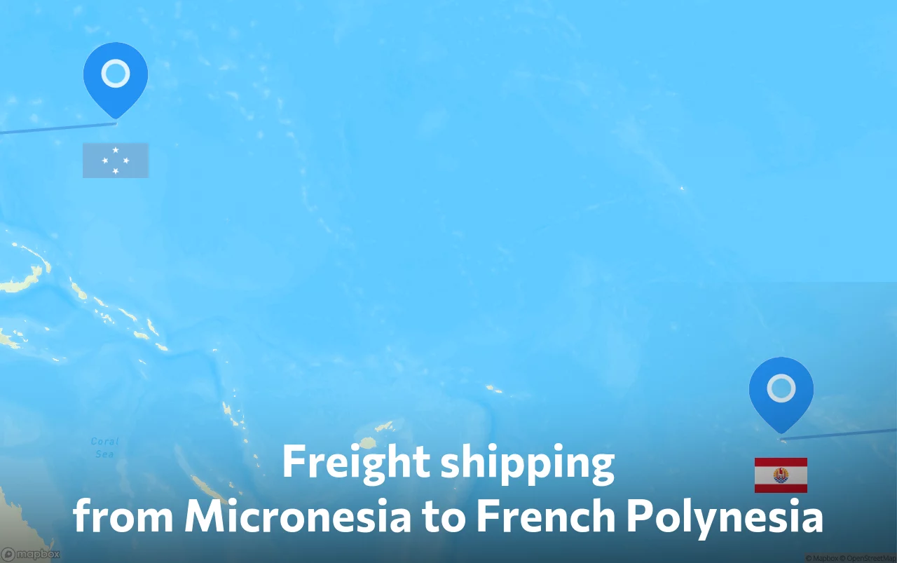 Shipping route from Micronesia to French Polynesia