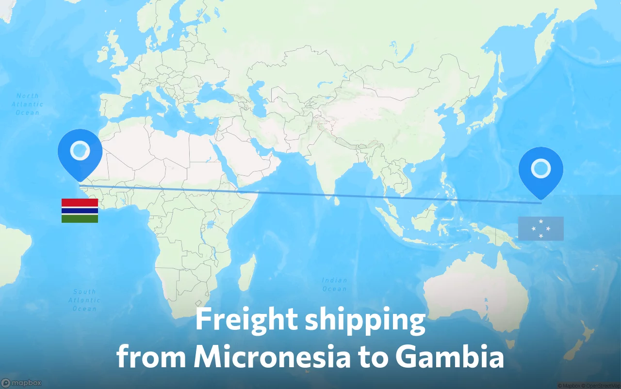 Shipping route from Micronesia to Gambia