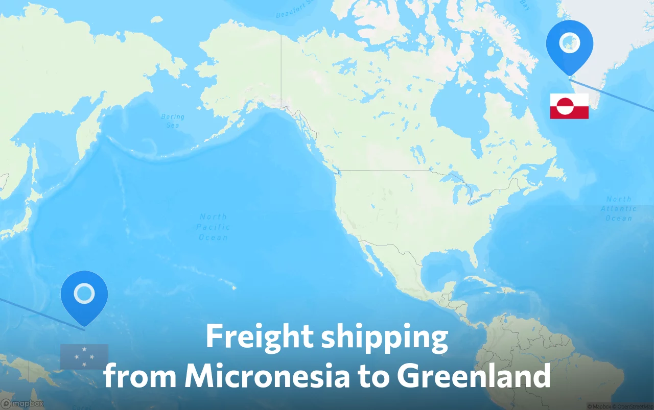 Shipping route from Micronesia to Greenland
