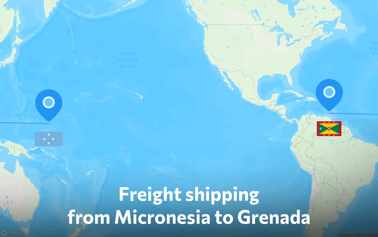 Shipping route from Micronesia to Grenada