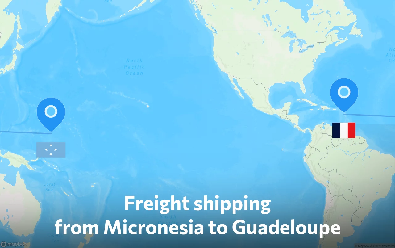 Shipping route from Micronesia to Guadeloupe