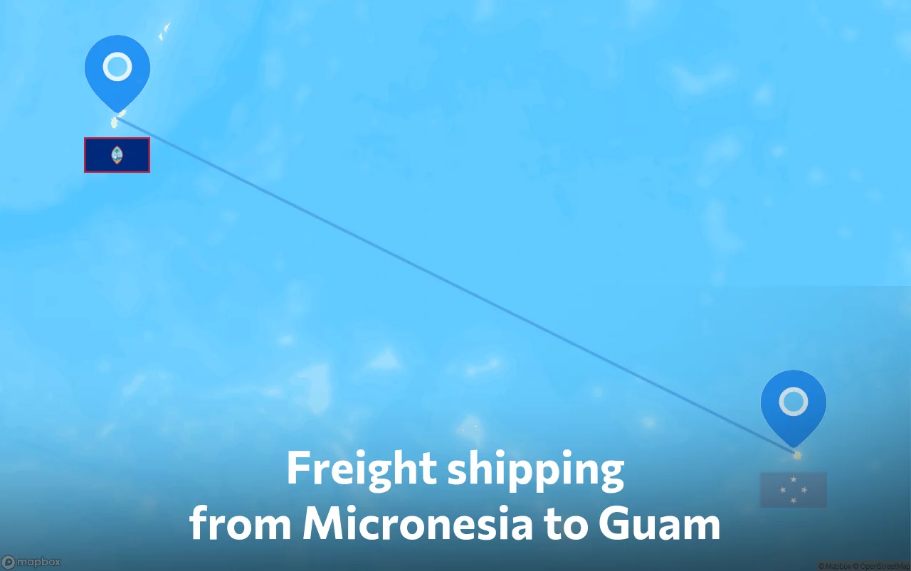 Shipping route from Micronesia to Guam