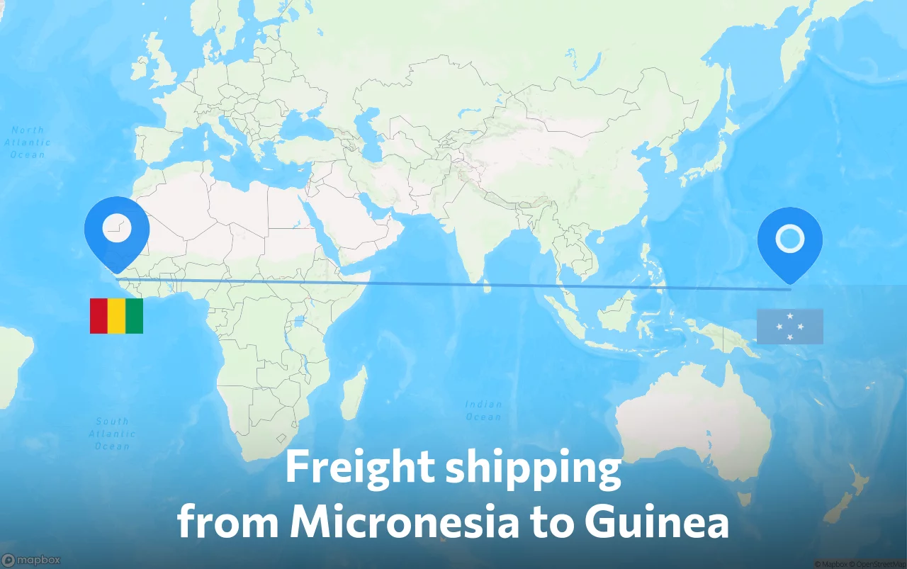 Shipping route from Micronesia to Guinea