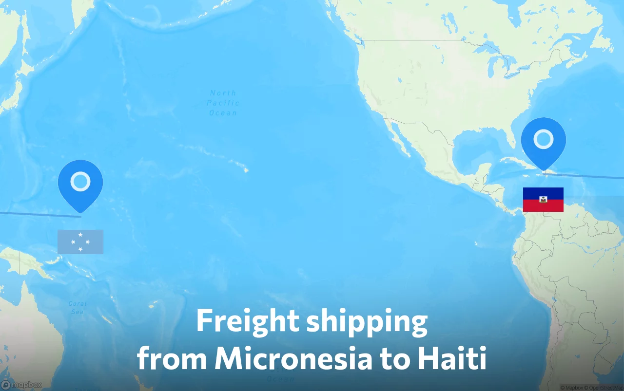 Shipping route from Micronesia to Haiti