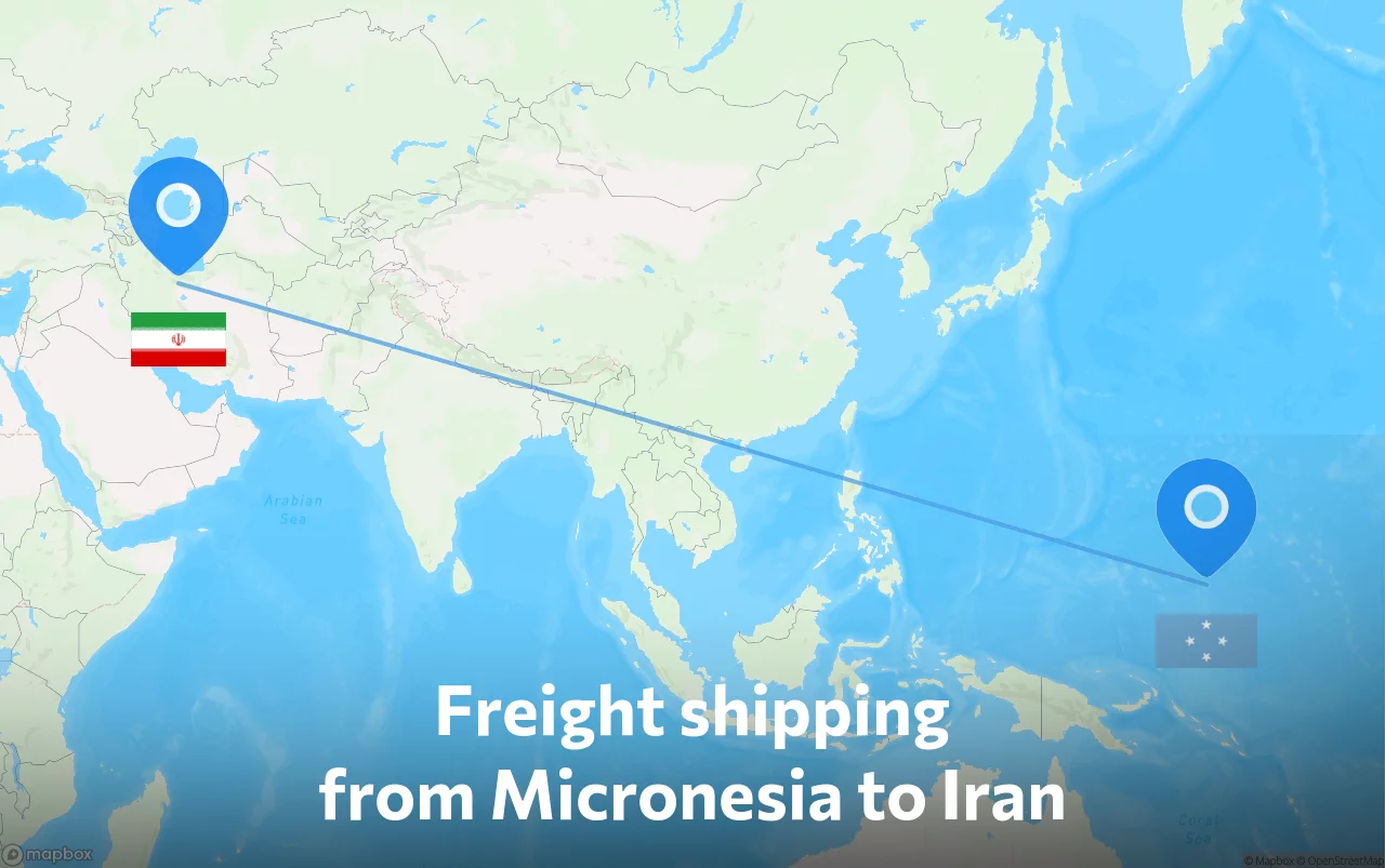 Shipping route from Micronesia to Iran