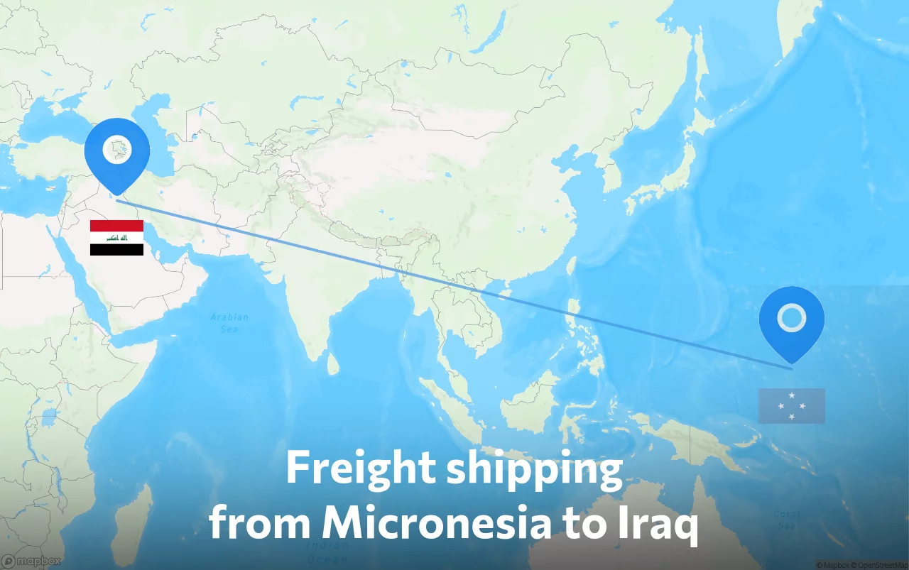Shipping route from Micronesia to Iraq