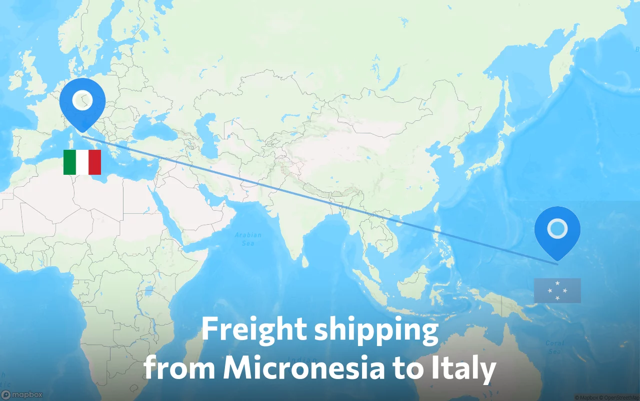 Shipping route from Micronesia to Italy
